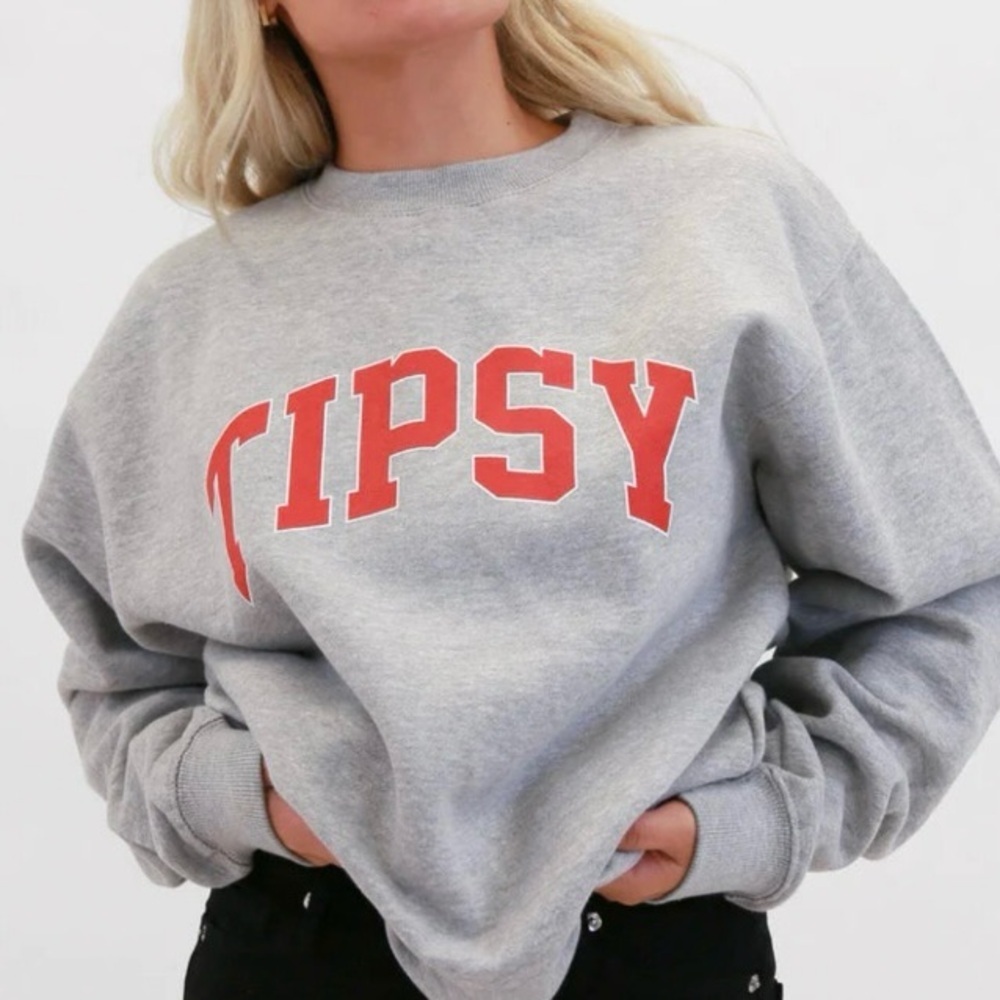 NWT lulusimonstudio Tipsy Oversized Fleece Sweatshirt Size XS/S Gray Cozy Comfy